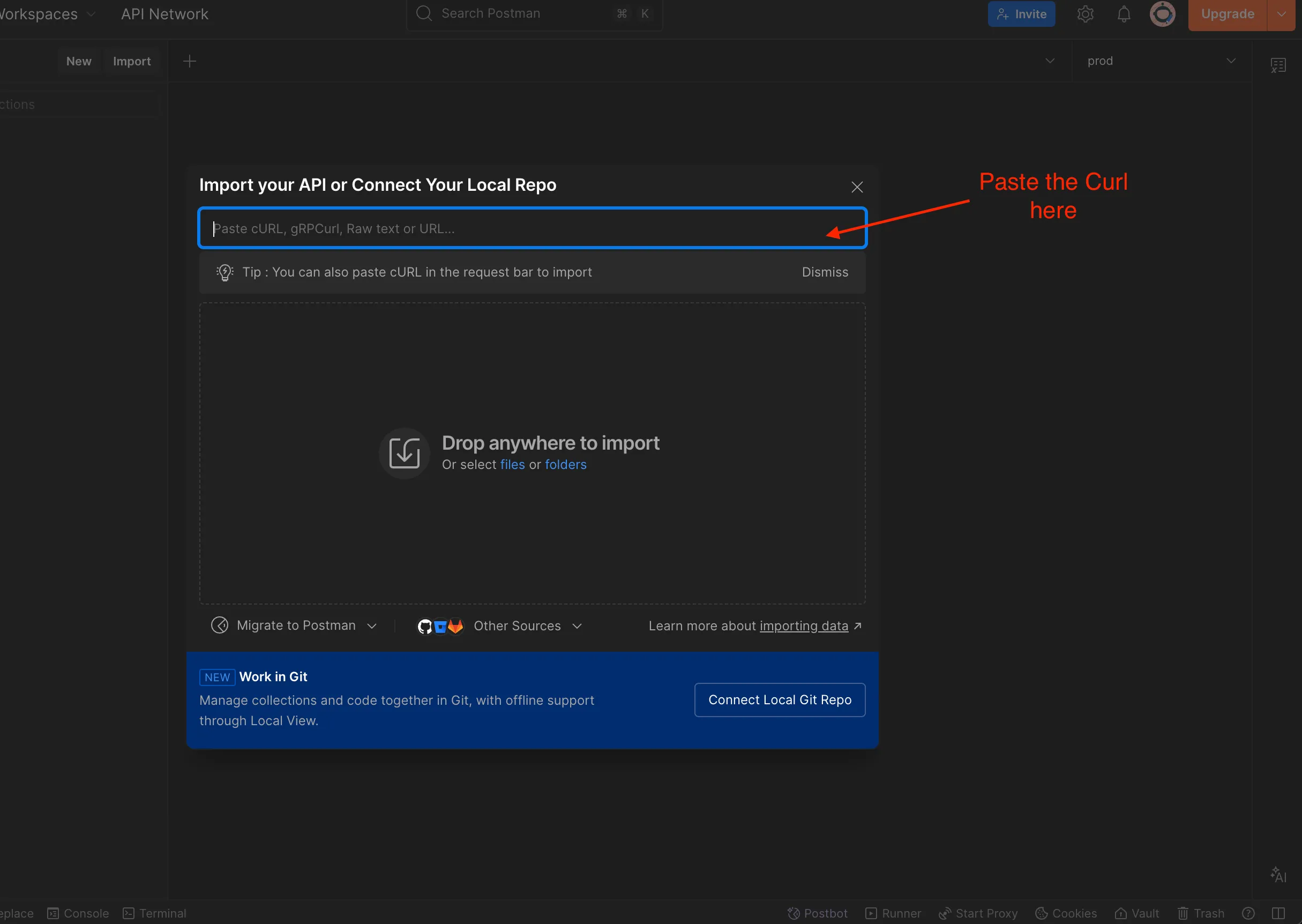 Step 4 - Copy curl from devtools