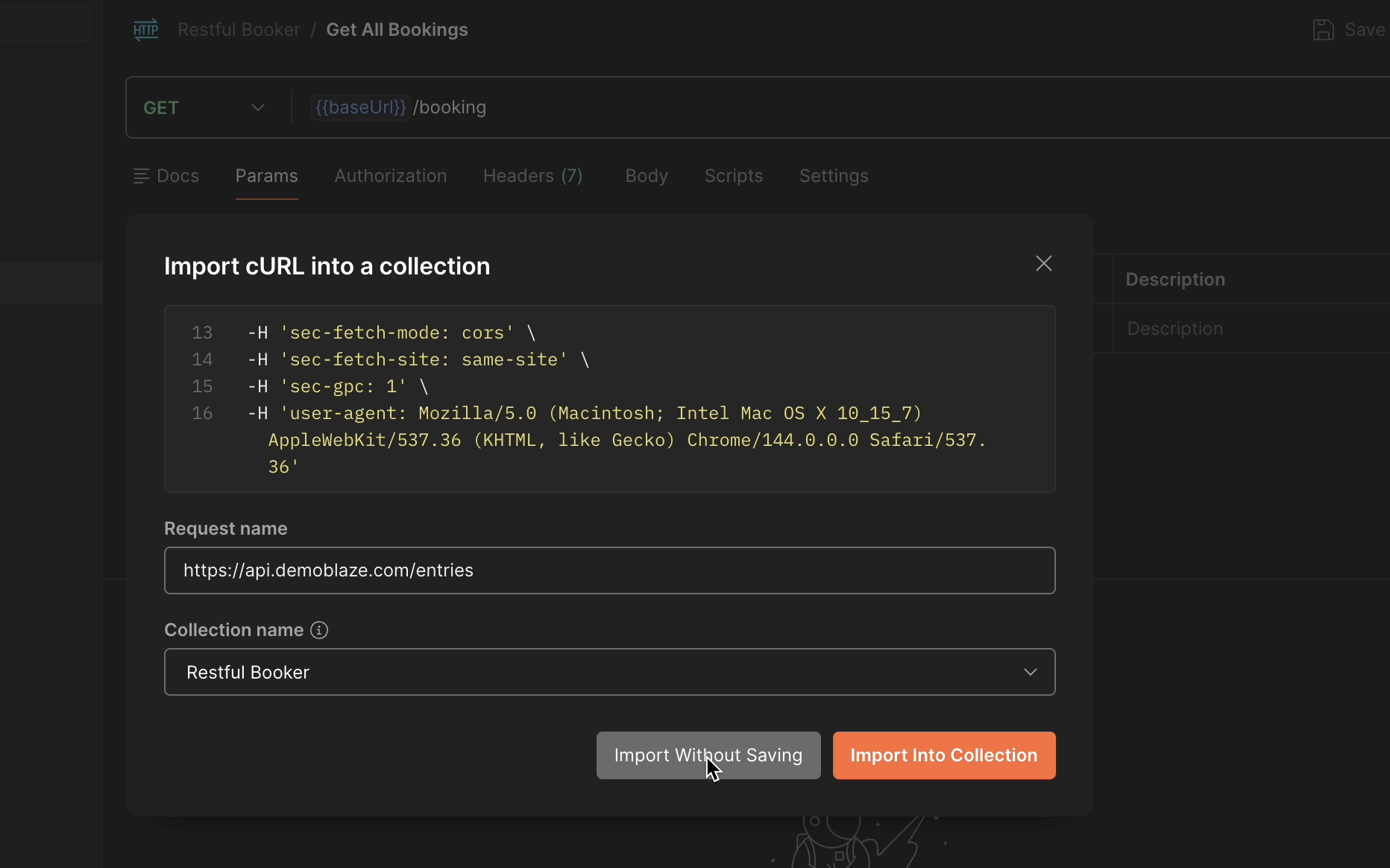 Step 5 - Copy curl from devtools